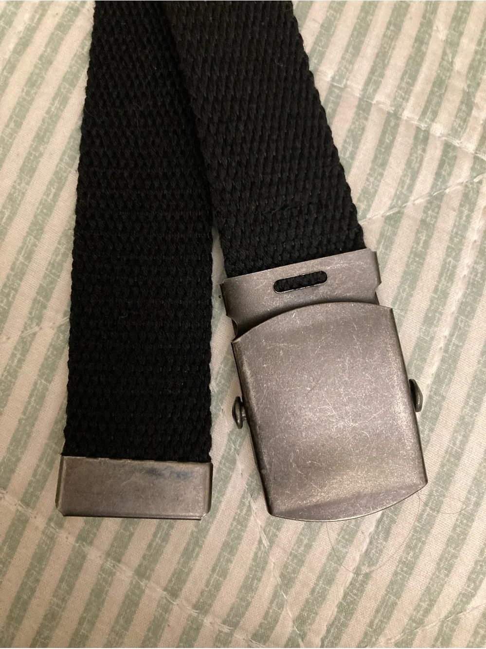 Boys' Military-Style Black Canvas Shorts Web Belt Distressed Slider Buckle